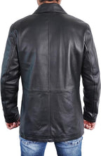 Duazan Men’s Brown Black  Lambskin Leather Car Coat for Men