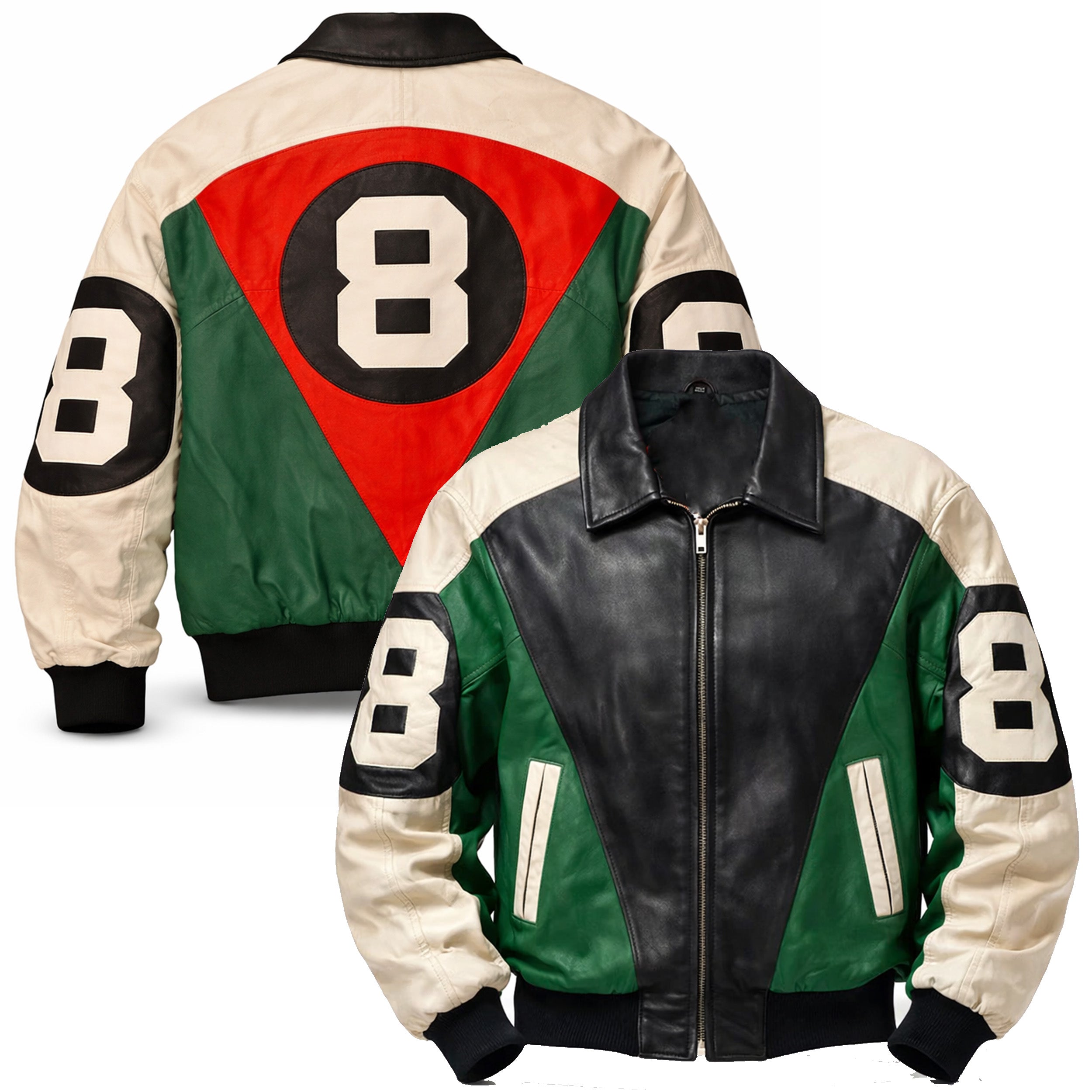 Duazan 8 Ball Leather Vintage Jacket for Men & Women Duazan