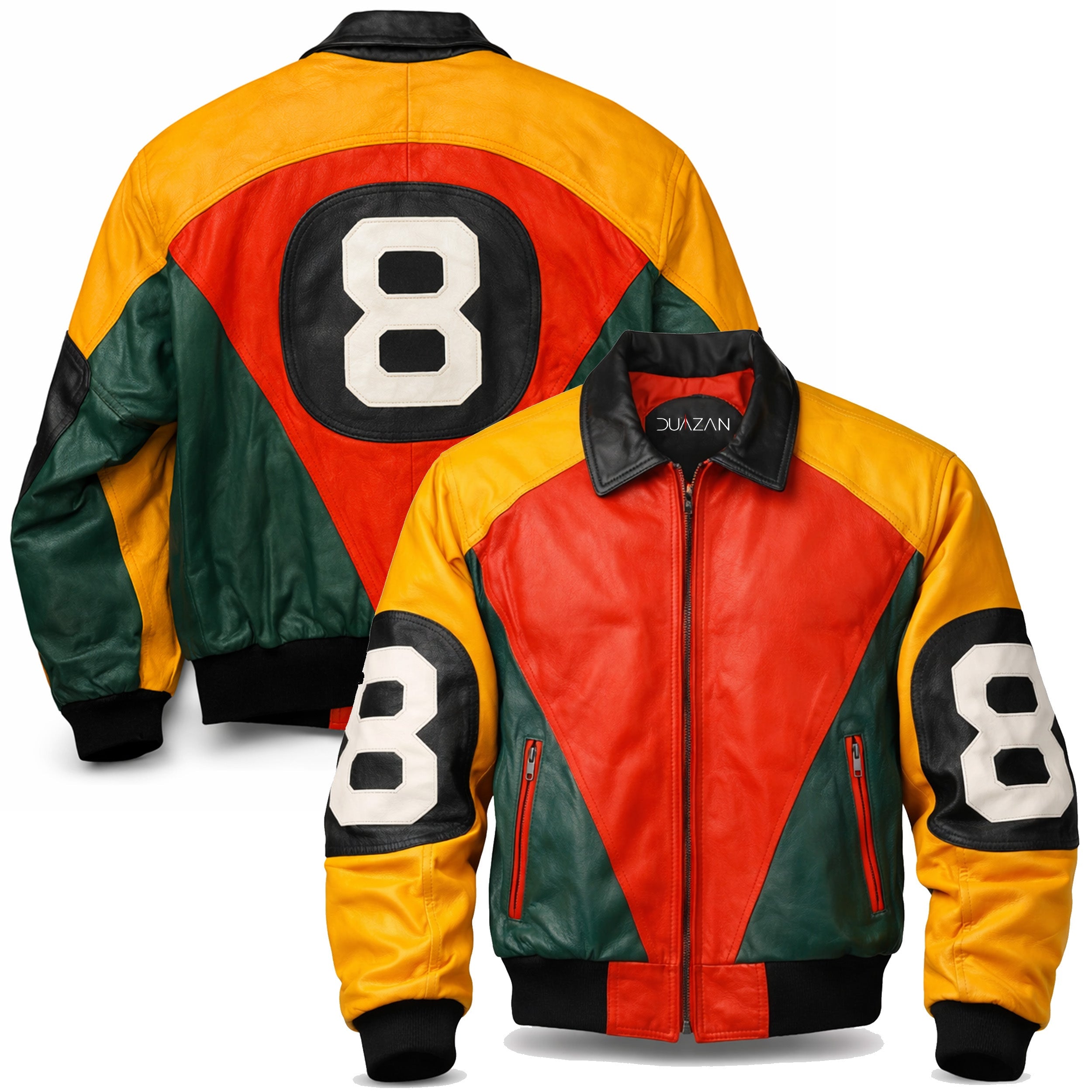 Duazan 8 Ball Leather Vintage Jacket for Men & Women Duazan