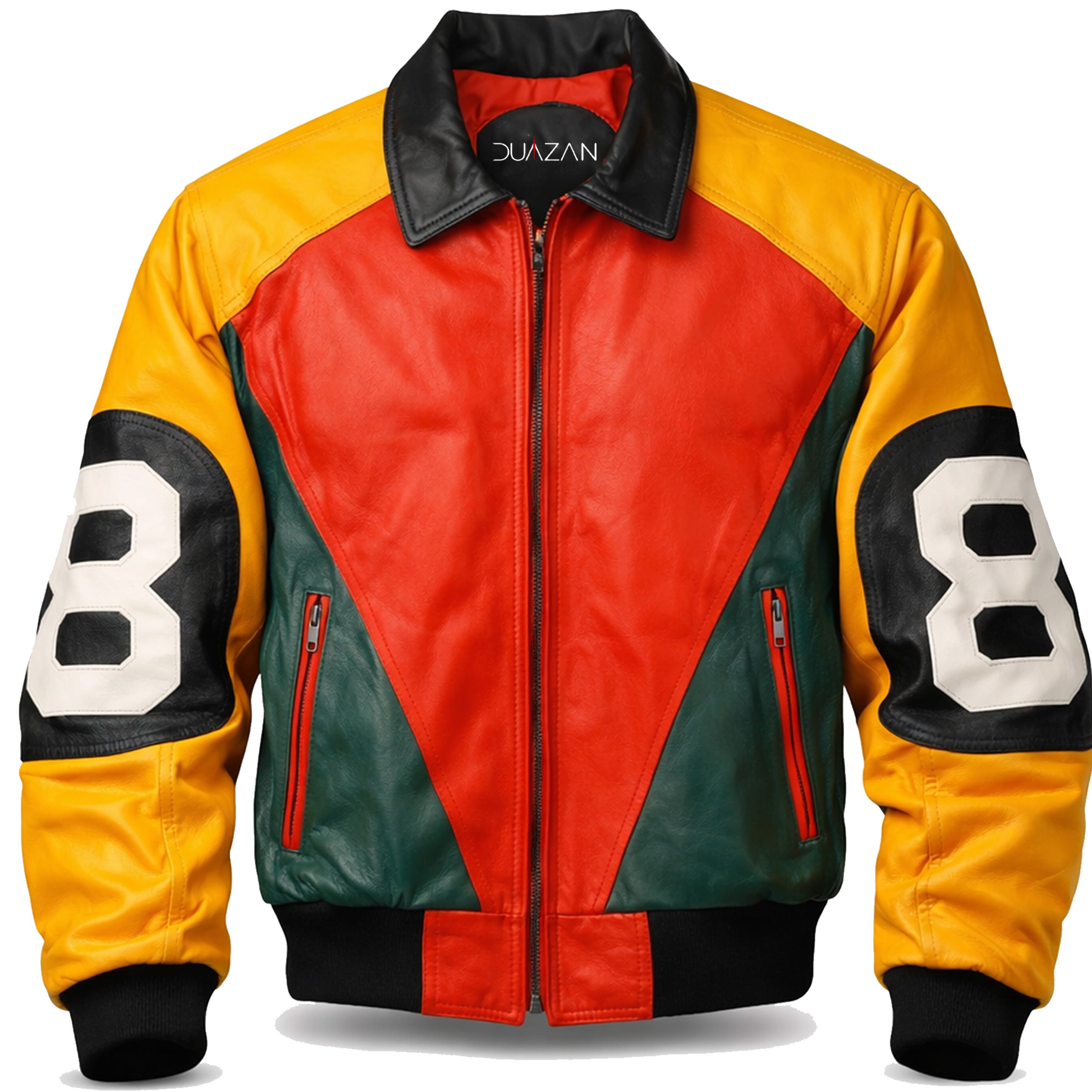 Duazan 8 Ball Leather Vintage Jacket for Men & Women Duazan