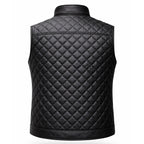 DUAZAN Black Diamond Quilted Real Leather Vest – Premium Biker Style Duazan
