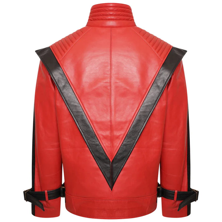 Men's Michael Jackson Thriller Red & Black Leather Jacket — MJ Thriller Costume Jacket | Duazan Duazan