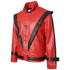 Men's Michael Jackson Thriller Red & Black Leather Jacket — MJ Thriller Costume Jacket | Duazan Duazan