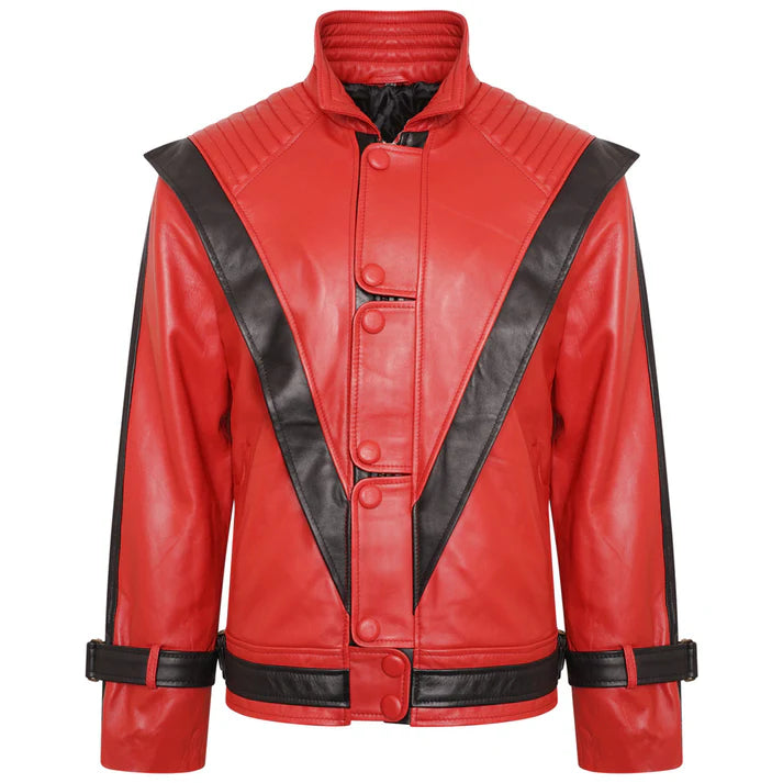 Men's Michael Jackson Thriller Red & Black Leather Jacket — MJ Thriller Costume Jacket | Duazan Duazan