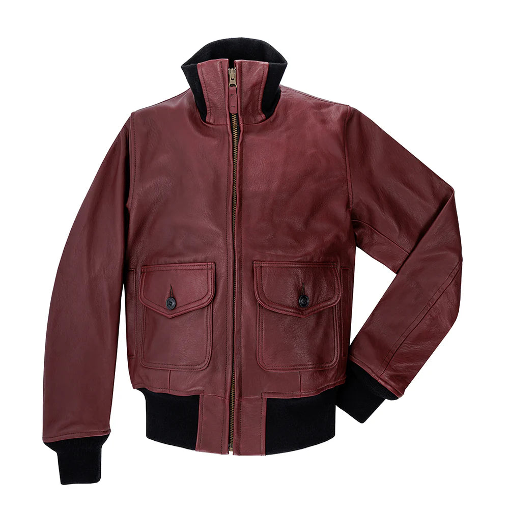 DUAZAN Handmade Women’s Sheepskin Leather Flight Jacket – Burgundy