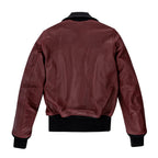 DUAZAN Handmade Women’s Sheepskin Leather Flight Jacket – Burgundy Duazan