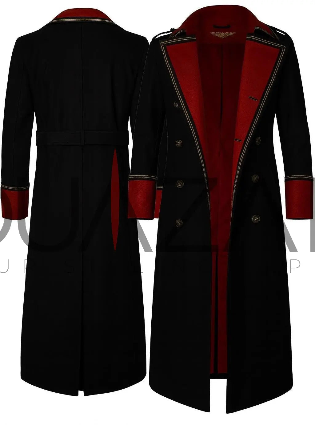 40000 Warhammer coat Cotton Military Trench Coat: Red Trim, Sci-Fi Cosplay