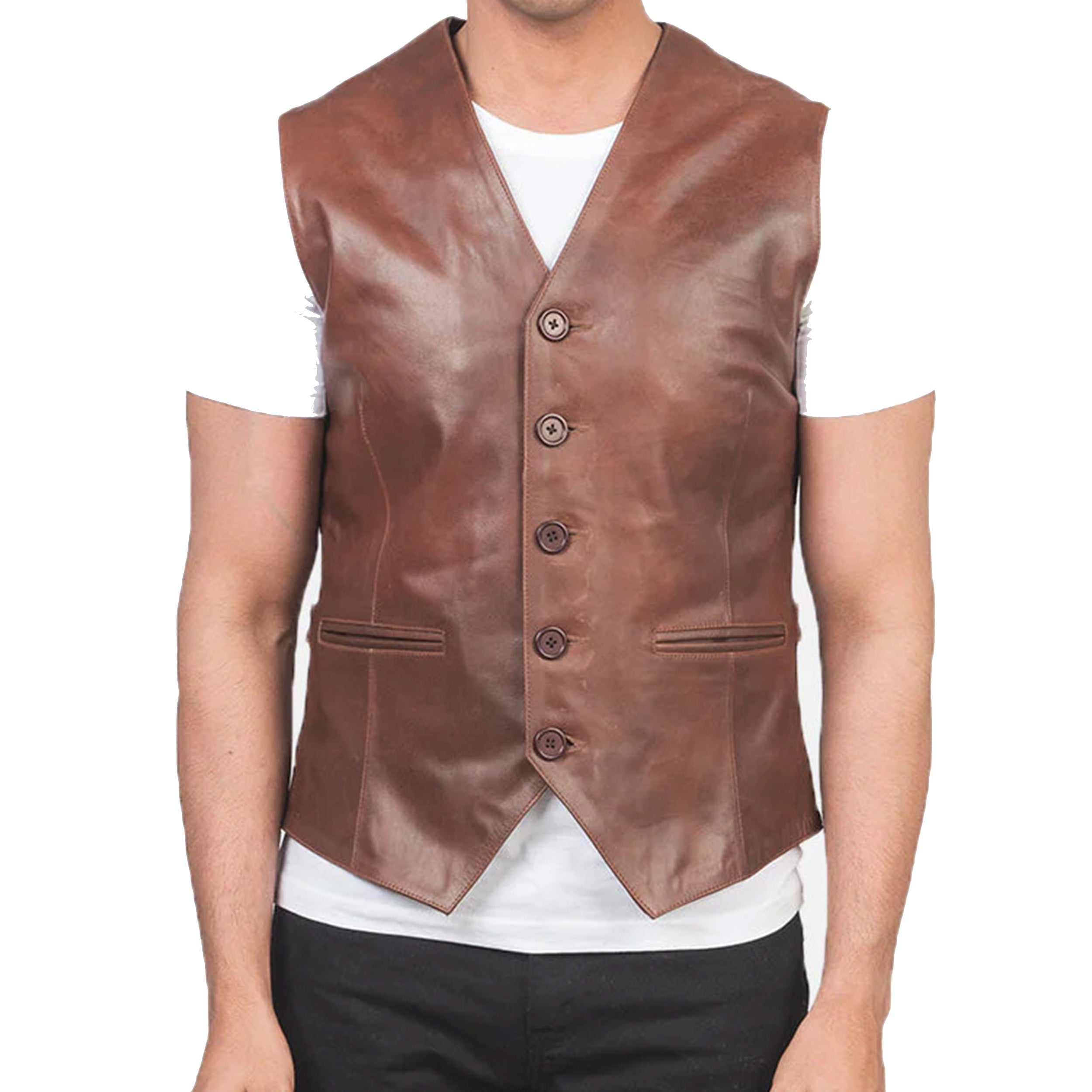 Auden Brown & Black Vest for Men | Duazan Leather Vest Duazan