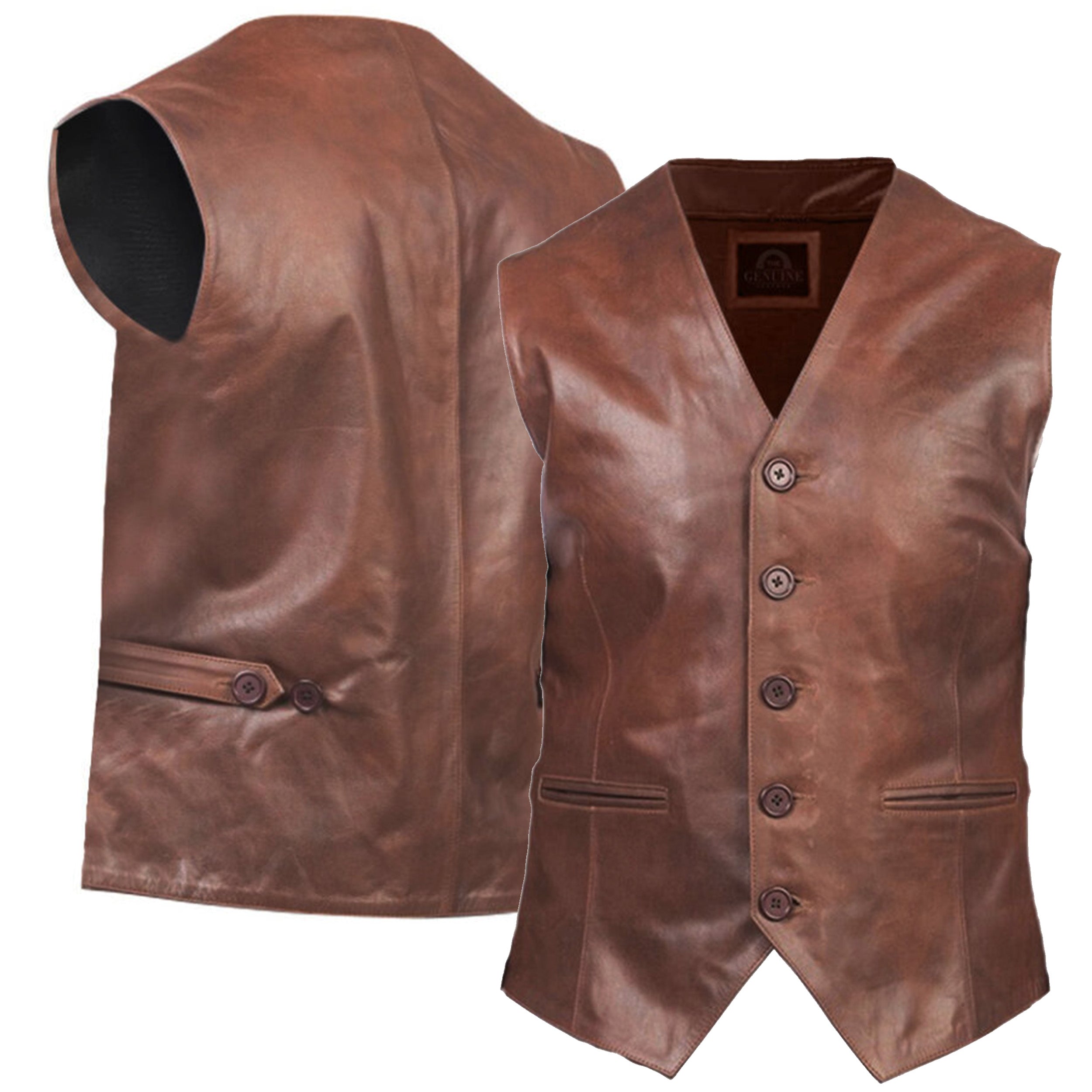 Auden Brown & Black Vest for Men | Duazan Leather Vest Duazan