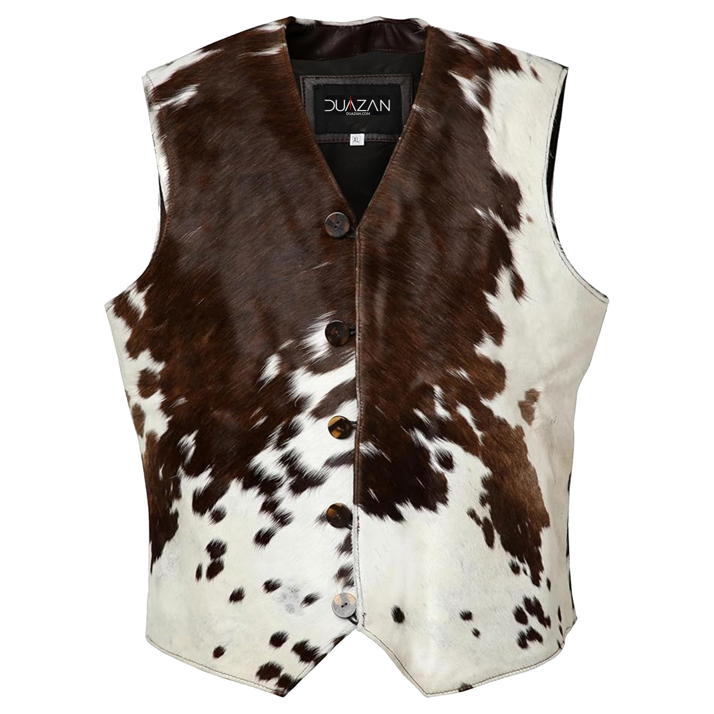 Duazan Genuine Cowhide Western Vest – Hair-On Leather Statement Piece Duazan
