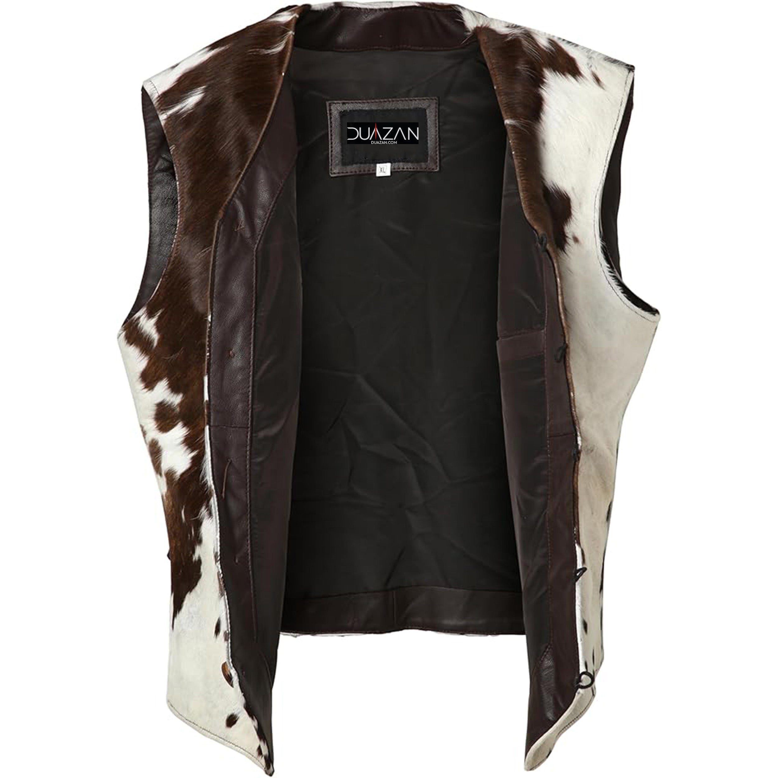 Duazan Genuine Cowhide Western Vest – Hair-On Leather Statement Piece Duazan