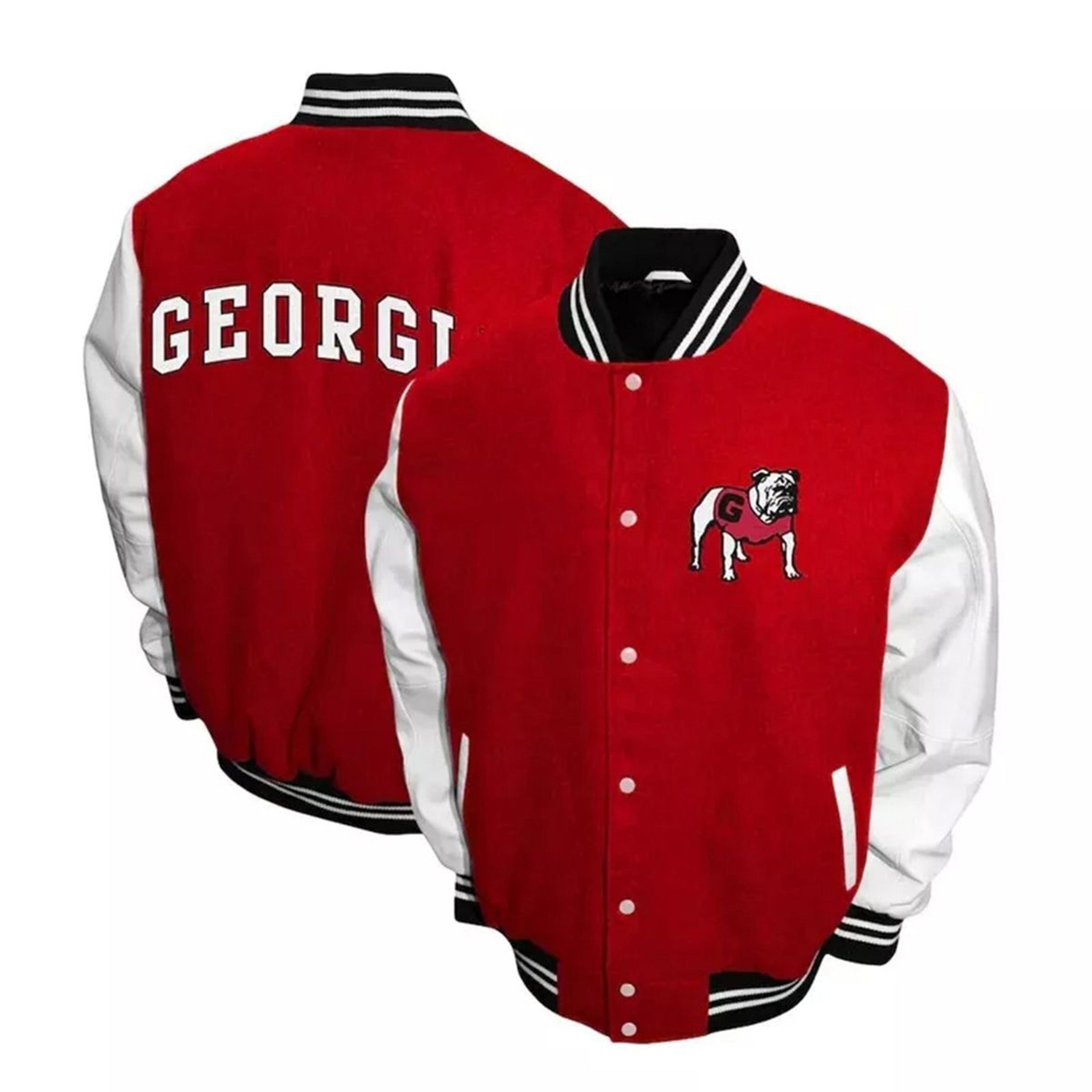 Georgia Mens College Graduate Wool Varsity Letterman Jacket for Men - Duazan