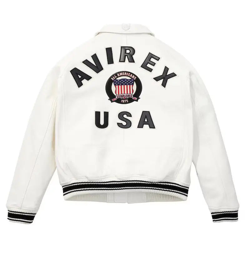 Men's Leather Avirex USA Varsity Bomber Jacket for Mens Duazan