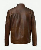 Boss level Vintage Brown Leather Biker Jacket: Men's Moto Style Coat - Duazan