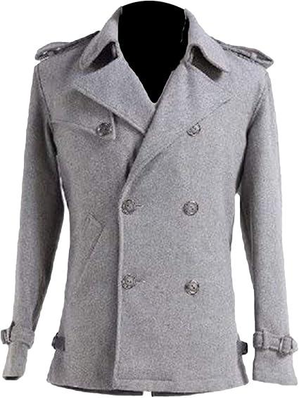 Edward Cullen Twilight Wool Coat: Vintage Grey Peacoat, Vampire Cosplay - Duazan