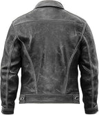 Distressed Real Leather Trucker Jacket: Vintage Biker Style - Duazan