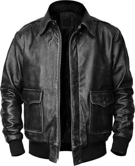 Vintage A2 Leather Flight Jacket: WWII Style Military Bomber - Duazan
