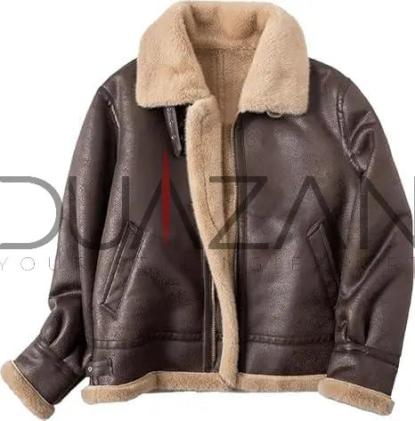 Leon Kennedy Resident Evil 4 Cosplay Jacket: Faux Leather Shearling Bomber - Duazan