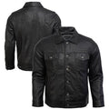 Lambskin Leather Trucker Jacket: Vintage Black Sheepskin jacket - Duazan