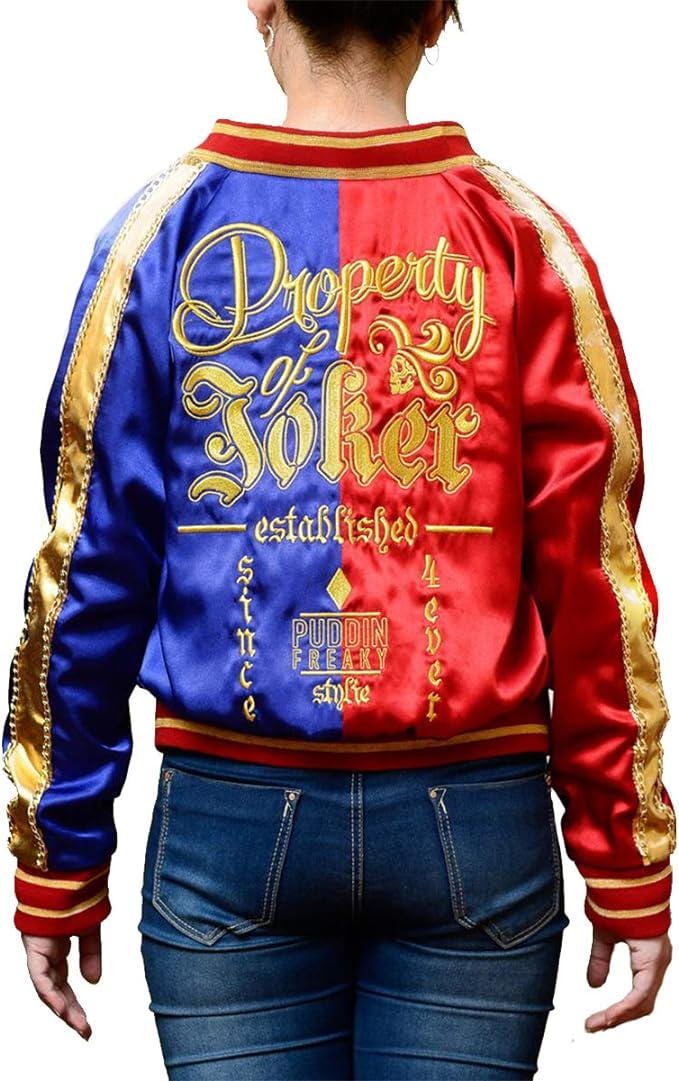 Harley Quinn Satin Bomber Jacket: Property Of joker, Cosplay Costume jacket - Duazan