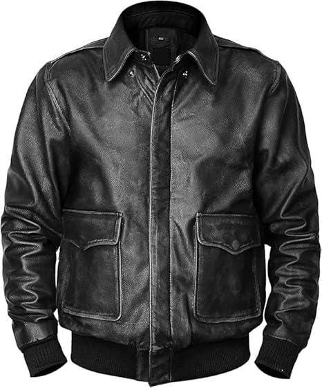Vintage A2 Leather Flight Jacket: WWII Style Military Bomber - Duazan