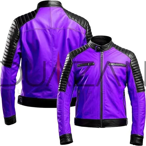 Men's Lambskin Leather Motorcycle Jacket: Black Cafe Racer Biker Outerwear - Duazan