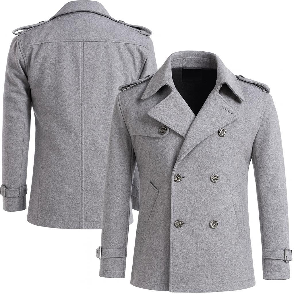 Edward Cullen Twilight Wool Coat: Vintage Grey Peacoat, Vampire Cosplay - Duazan