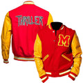 Duazan Thriller MJ Jacket - Red Wool Yellow Leather Varsity Letterman Bomber Jacket - Duazan