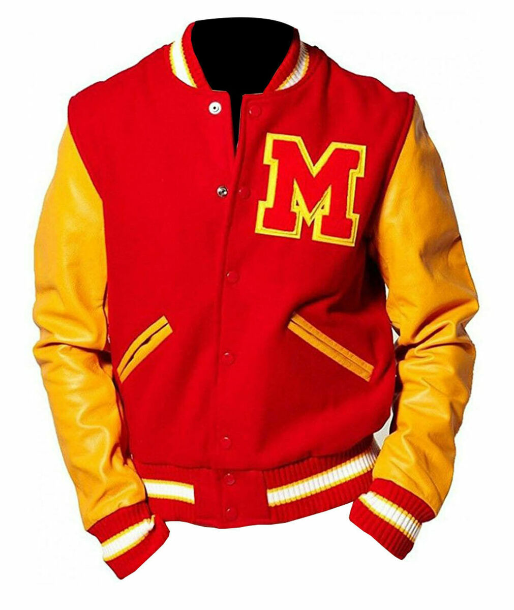 Duazan Thriller MJ Jacket - Red Wool Yellow Leather Varsity Letterman Bomber Jacket - Duazan