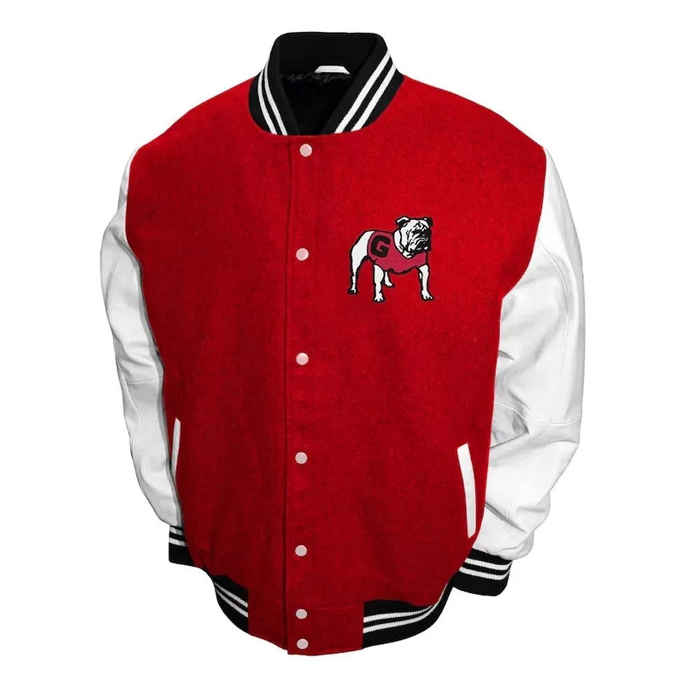 Georgia Mens College Graduate Wool Varsity Letterman Jacket for Men - Duazan