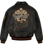 Avirex Black Real Leather Varsity Jacket – Premium Streetwear Style Duazan