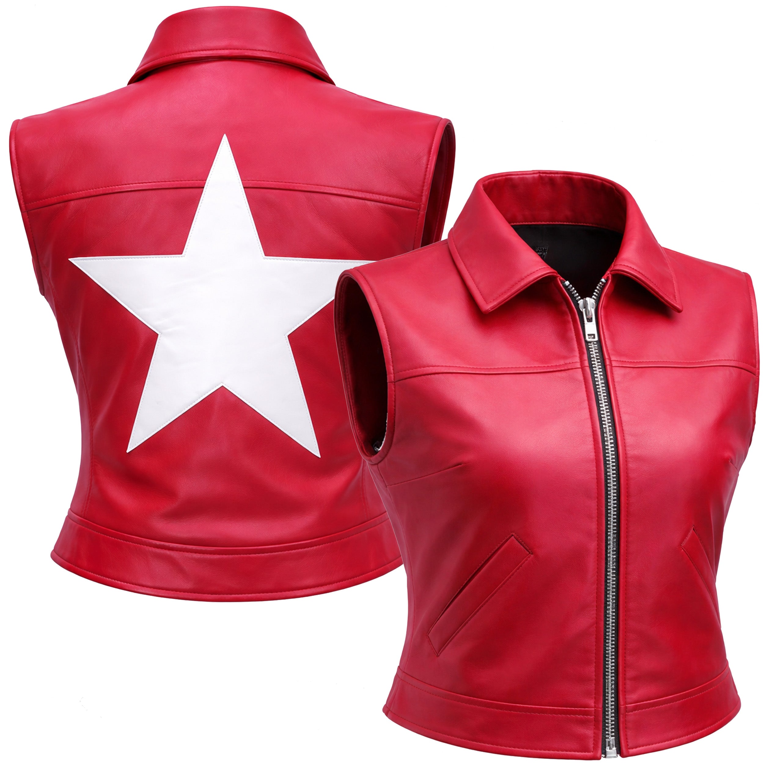 Terry Bogard Leather Vest – King of Fighters Inspired Red Star Vest for Mens & Womens Duazan